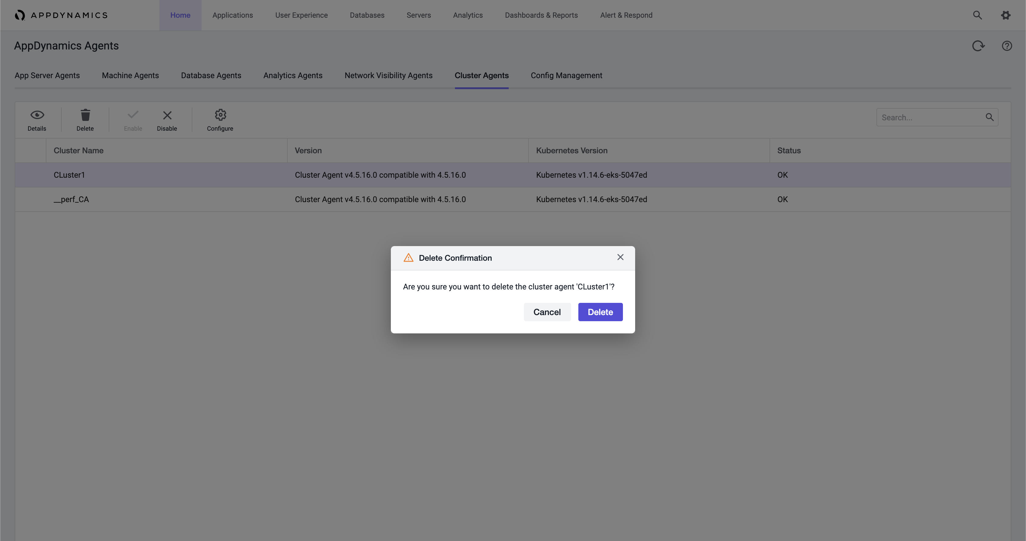 Delete Cluster Agent