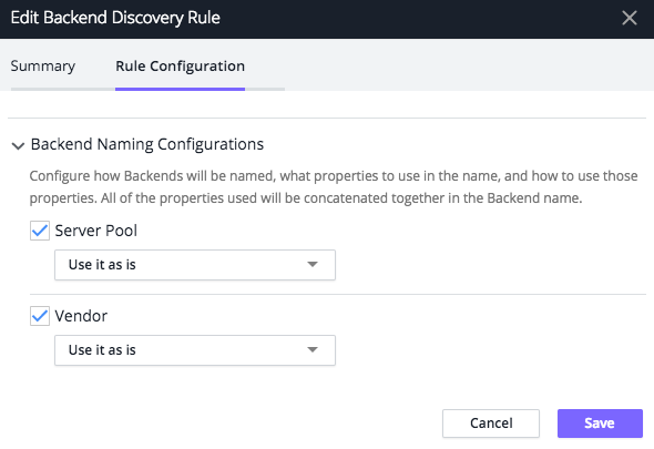 Backend Naming Configuration